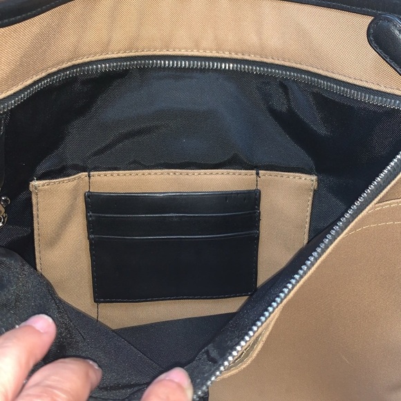 Gently Loved Tan Canvas Leather Laptop Crossbody Messenger Bag by COACH - Picture 5 of 12